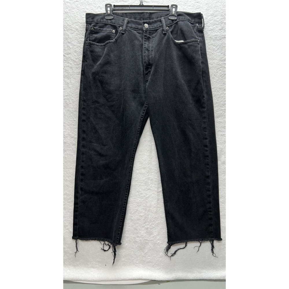 Levis Mens Size 38X30 Meas 38X25 Black Denim 505 Straight Jeans (S9)